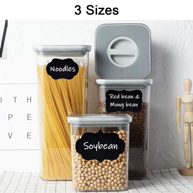 Wisdompro Chalkboard Labels, 134 Pcs Waterproof, Reusable & Removable Blackboard Stickers with 2 Chalk Marker for Storage Bins, Food Container, Mason Jars, Bottles - 3 Sizes with Pen - Image 3